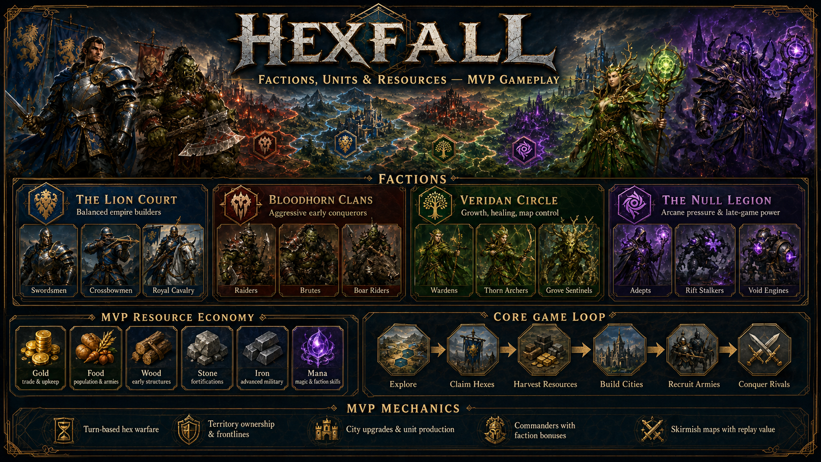 Hexfall Fraktionen und Einheiten