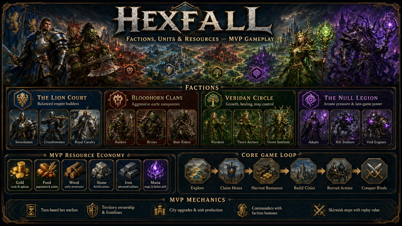 Hexfall Fraktionen und Einheiten